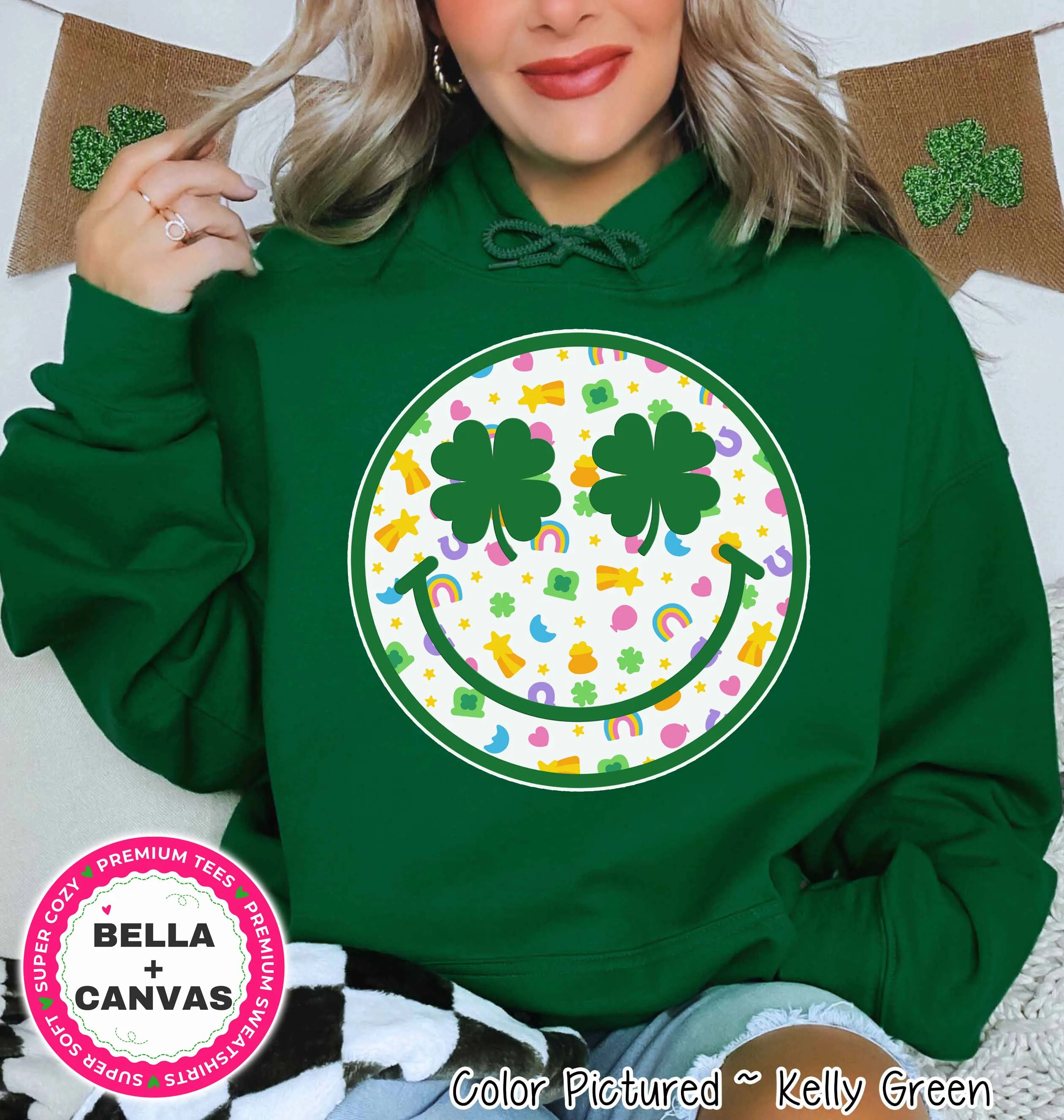 Lucky Charm Smile Face St Patricks Day Tee or Sweatshirt