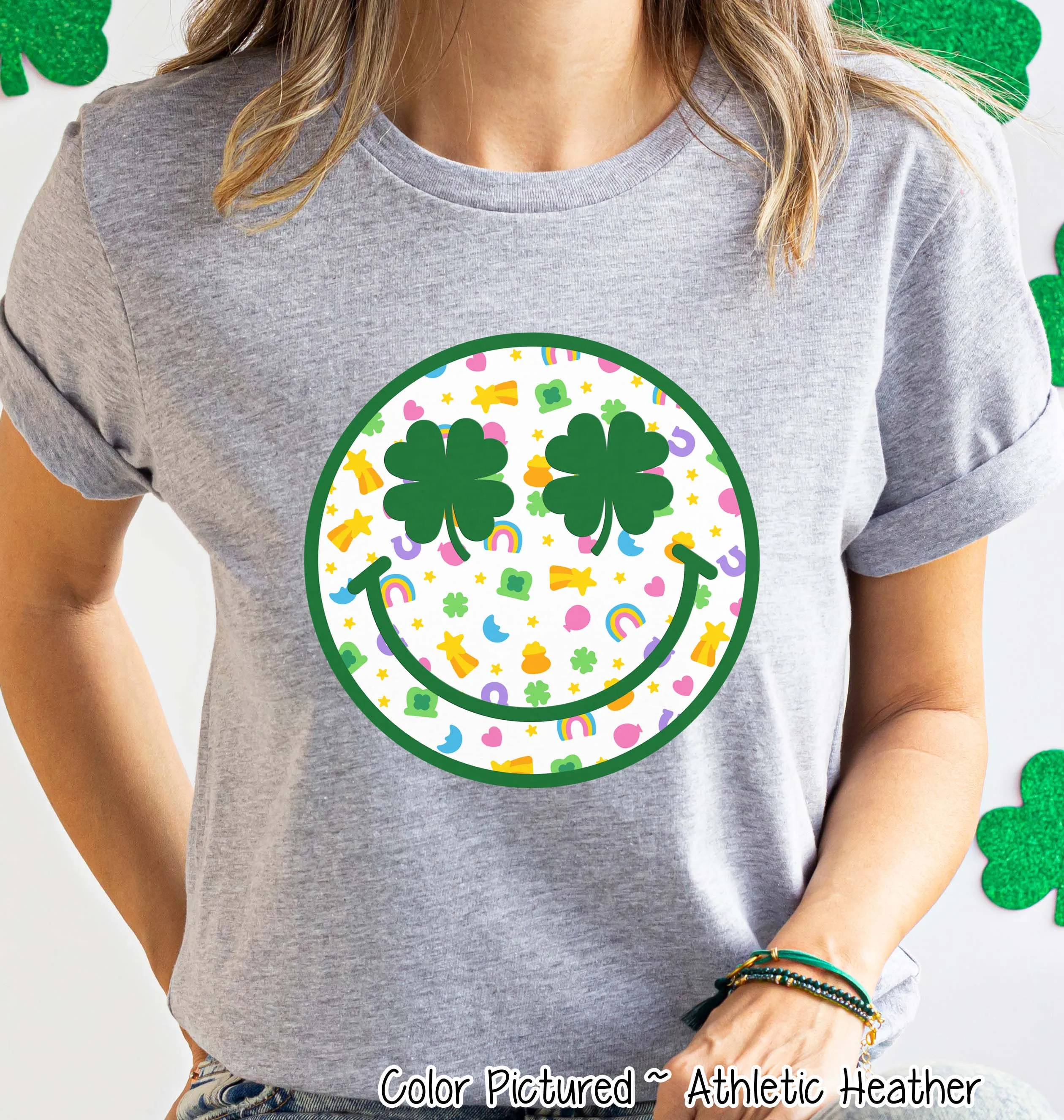 Lucky Charm Smile Face St Patricks Day Tee or Sweatshirt