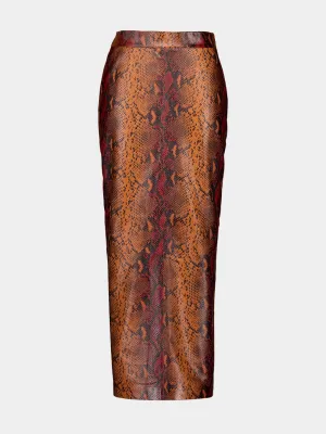 Luna Snakeskin-Effect Leather Skirt