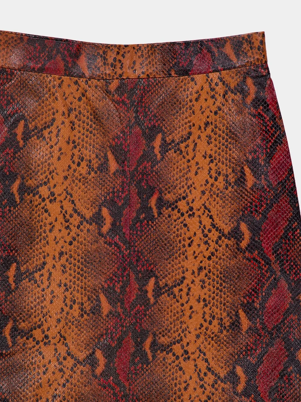 Luna Snakeskin-Effect Leather Skirt