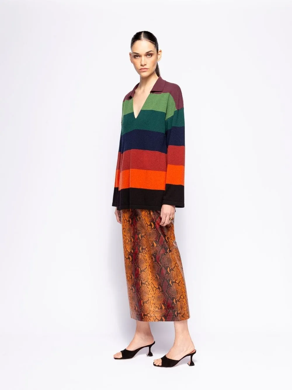 Luna Snakeskin-Effect Leather Skirt