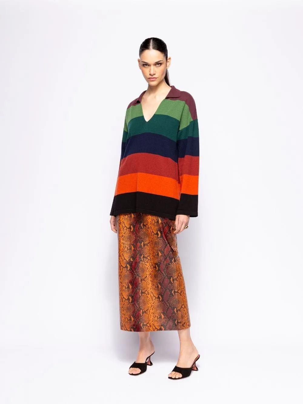 Luna Snakeskin-Effect Leather Skirt