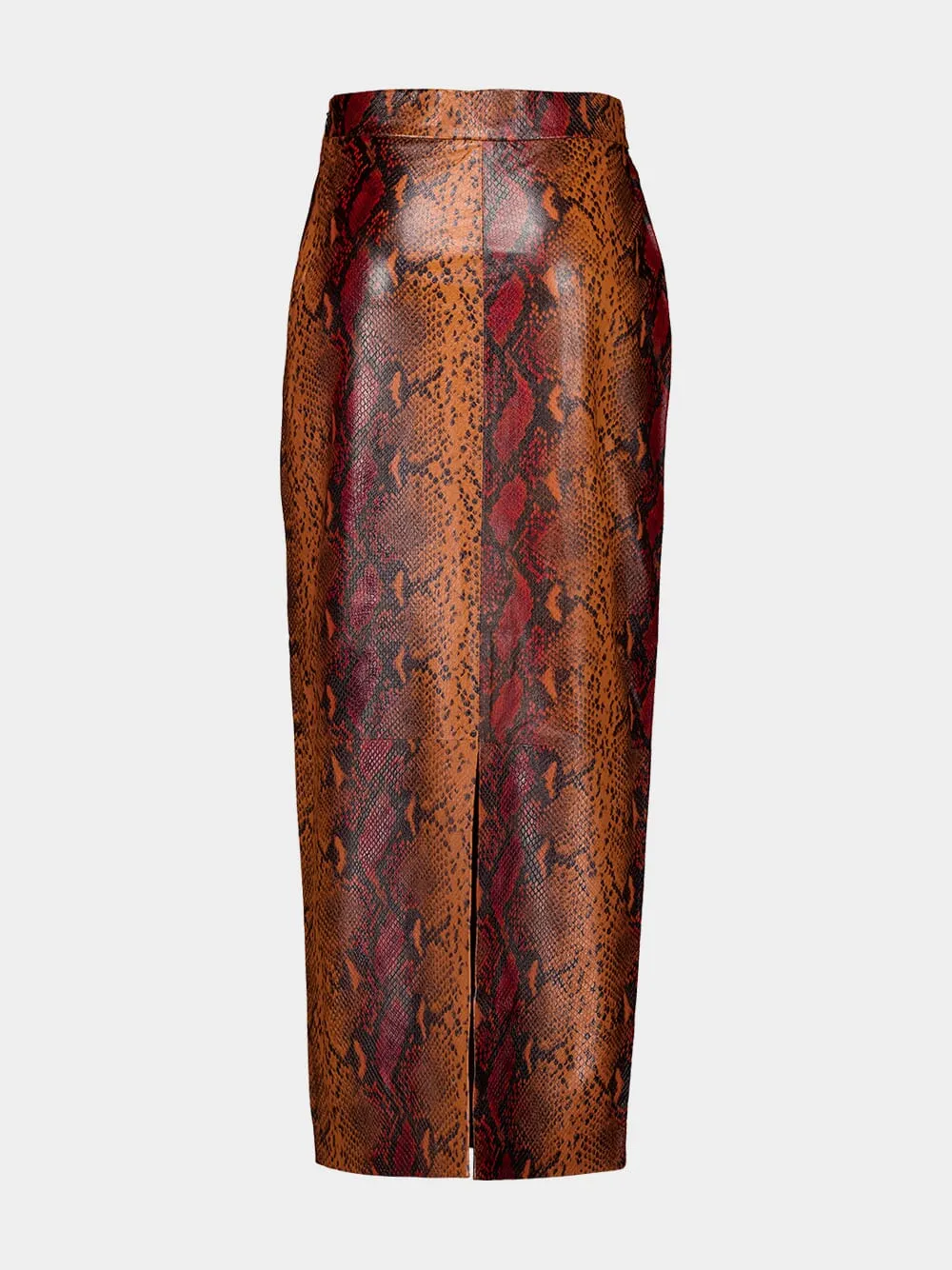 Luna Snakeskin-Effect Leather Skirt