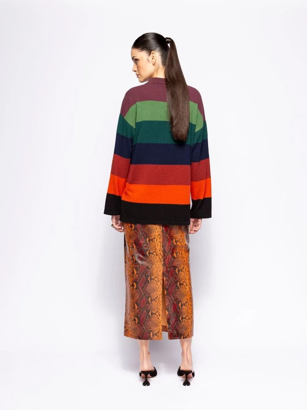 Luna Snakeskin-Effect Leather Skirt