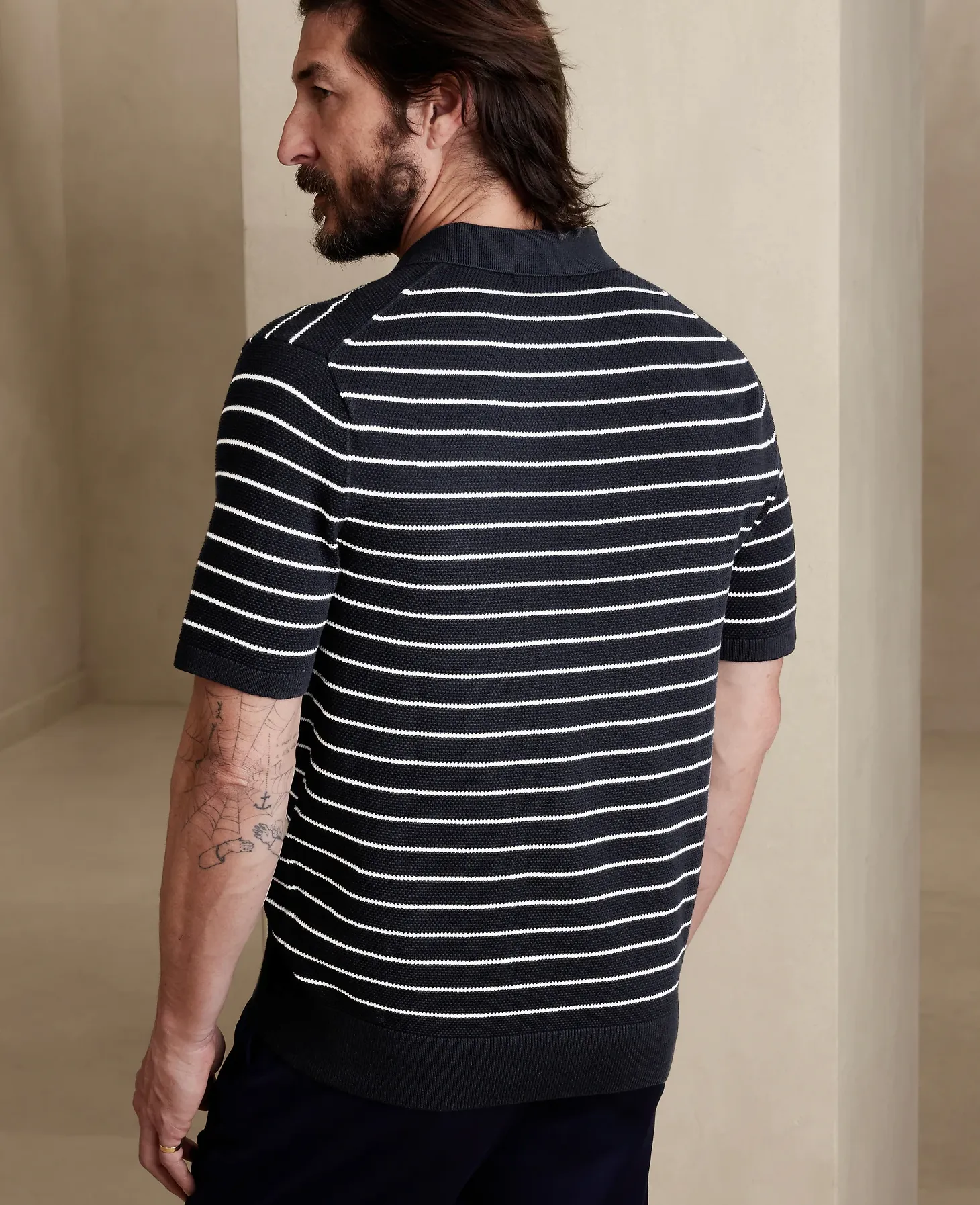 Men Textured Sweater Polo