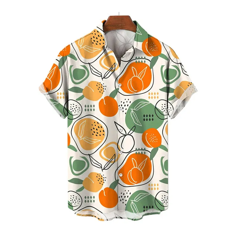Men's 3D Colorful Fruits Printing Short Sleeves Shirts 2410001828