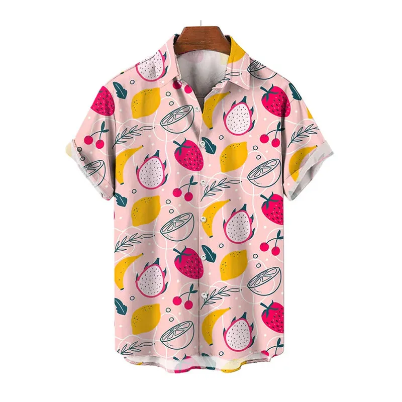 Men's 3D Colorful Fruits Printing Short Sleeves Shirts 2410001828