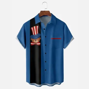 Men's American Beer Printed Short Sleeve Shirt