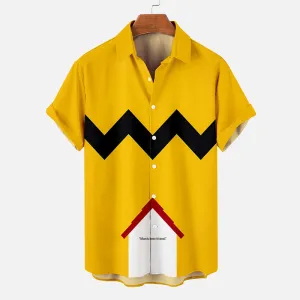 Men's Classic Cartoon Print Short Sleeve Shirt