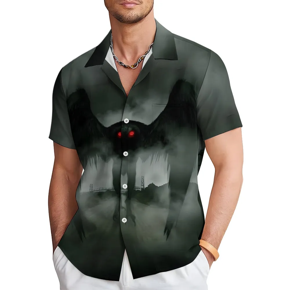 Men's Mothman Vintage Movie Poster Print Holiday Short Sleeve Shirt 2408011518