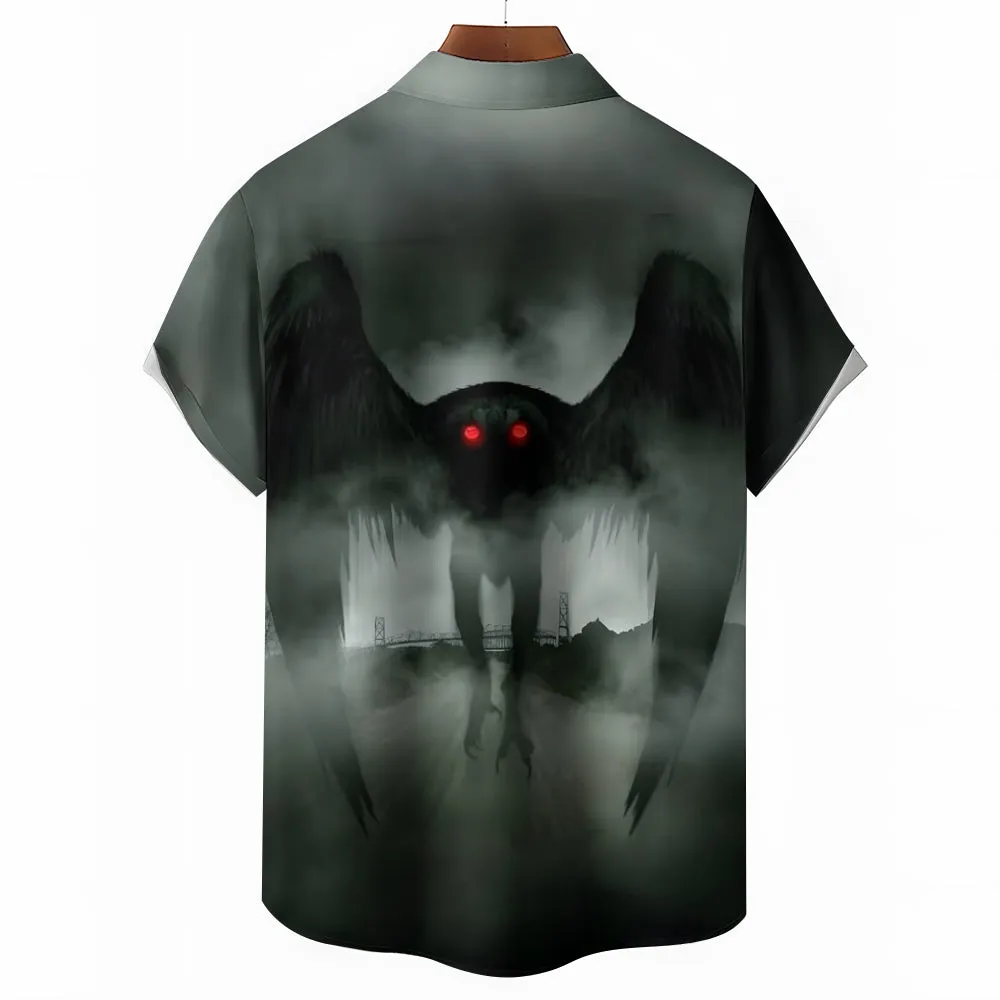 Men's Mothman Vintage Movie Poster Print Holiday Short Sleeve Shirt 2408011518