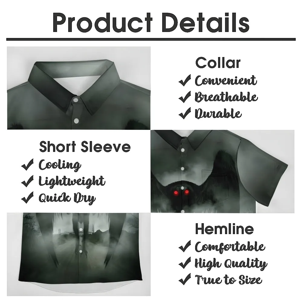 Men's Mothman Vintage Movie Poster Print Holiday Short Sleeve Shirt 2408011518