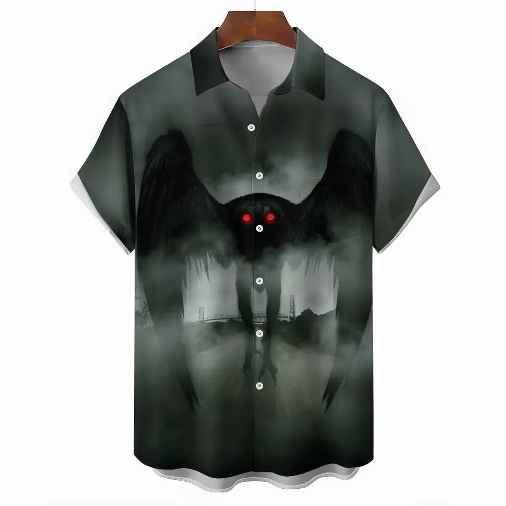 Men's Mothman Vintage Movie Poster Print Holiday Short Sleeve Shirt 2408011518