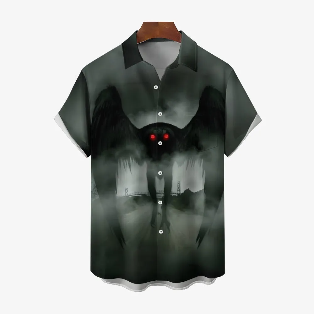 Men's Mothman Vintage Movie Poster Print Holiday Short Sleeve Shirt 2408011518