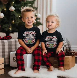 Merry   Bright Checkered FIRE © Youth Tee