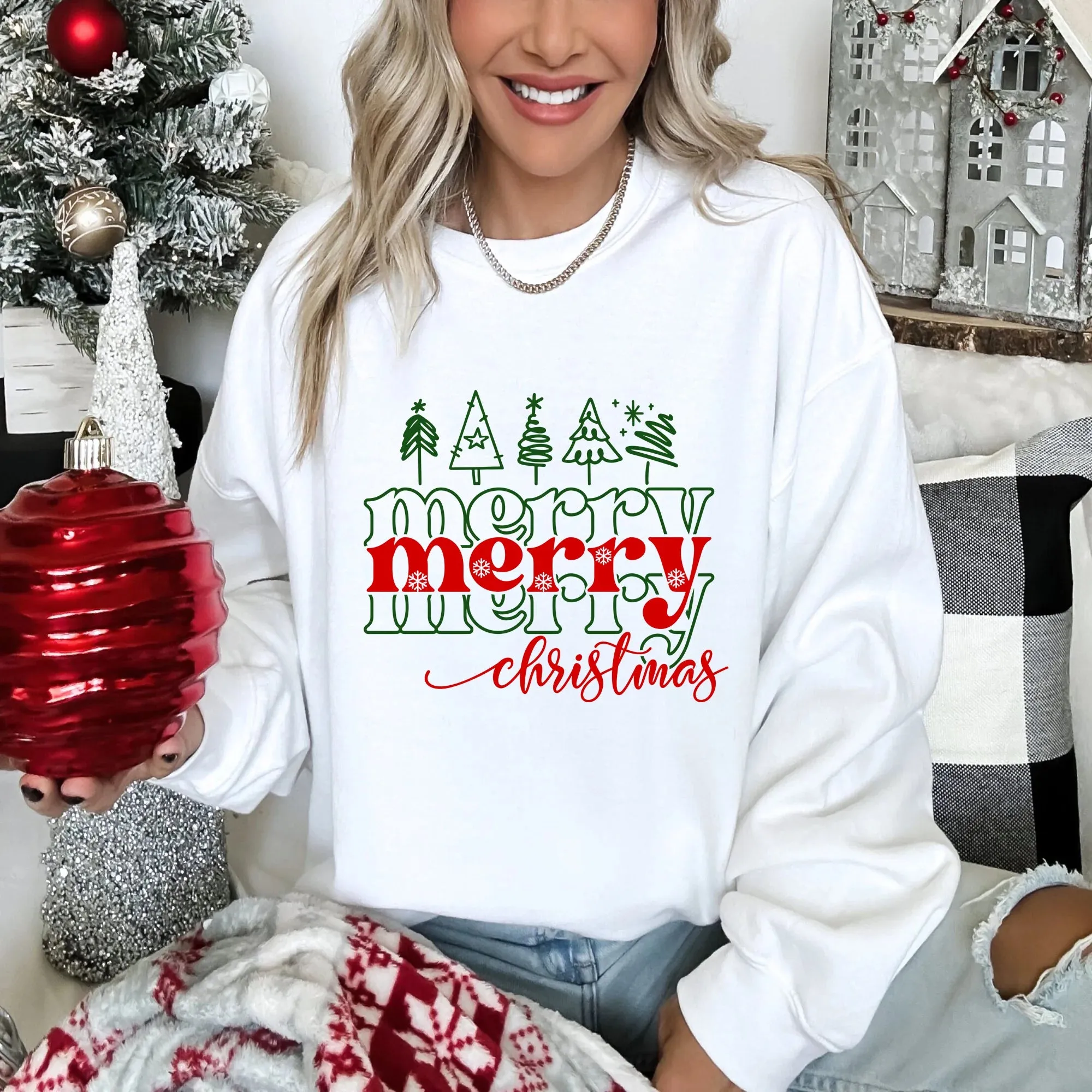 Merry Merry Merry Christmas Adult Christmas Shirt