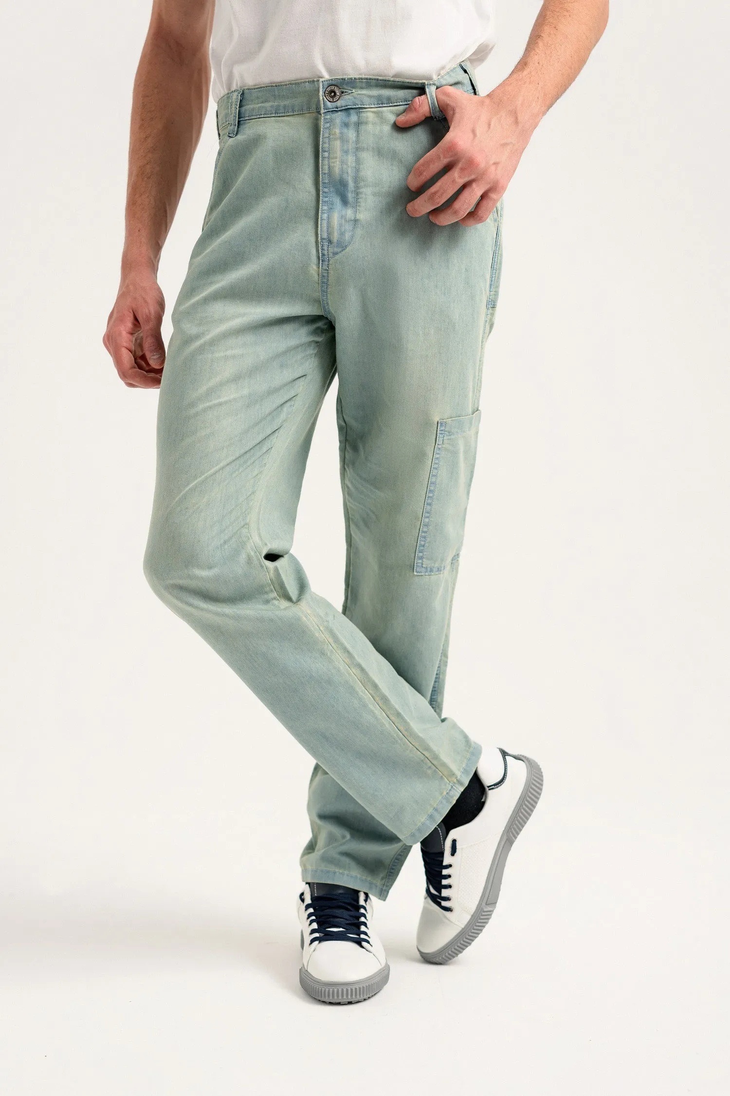 Mid Blue Regular Fit Trousers