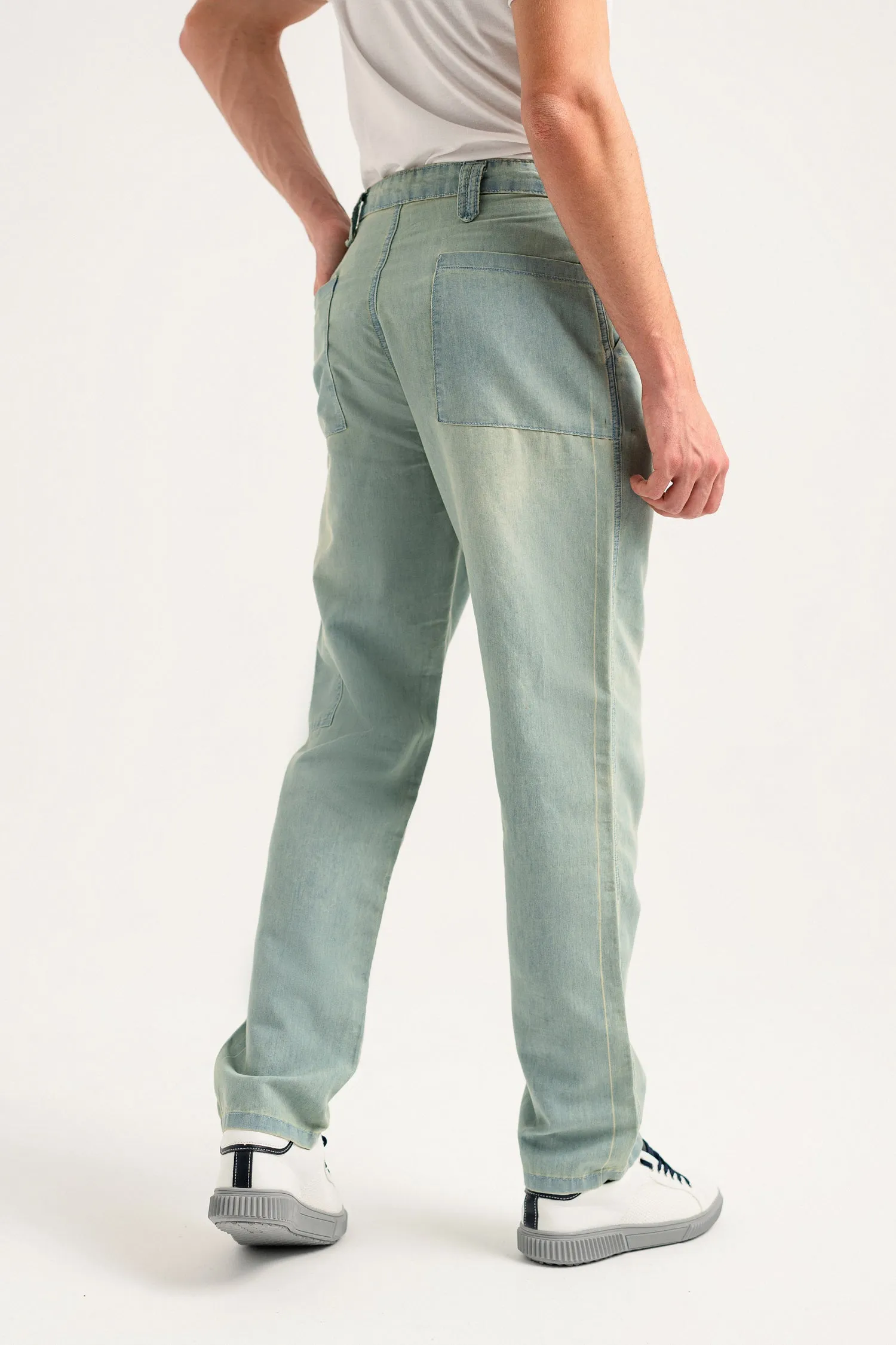 Mid Blue Regular Fit Trousers