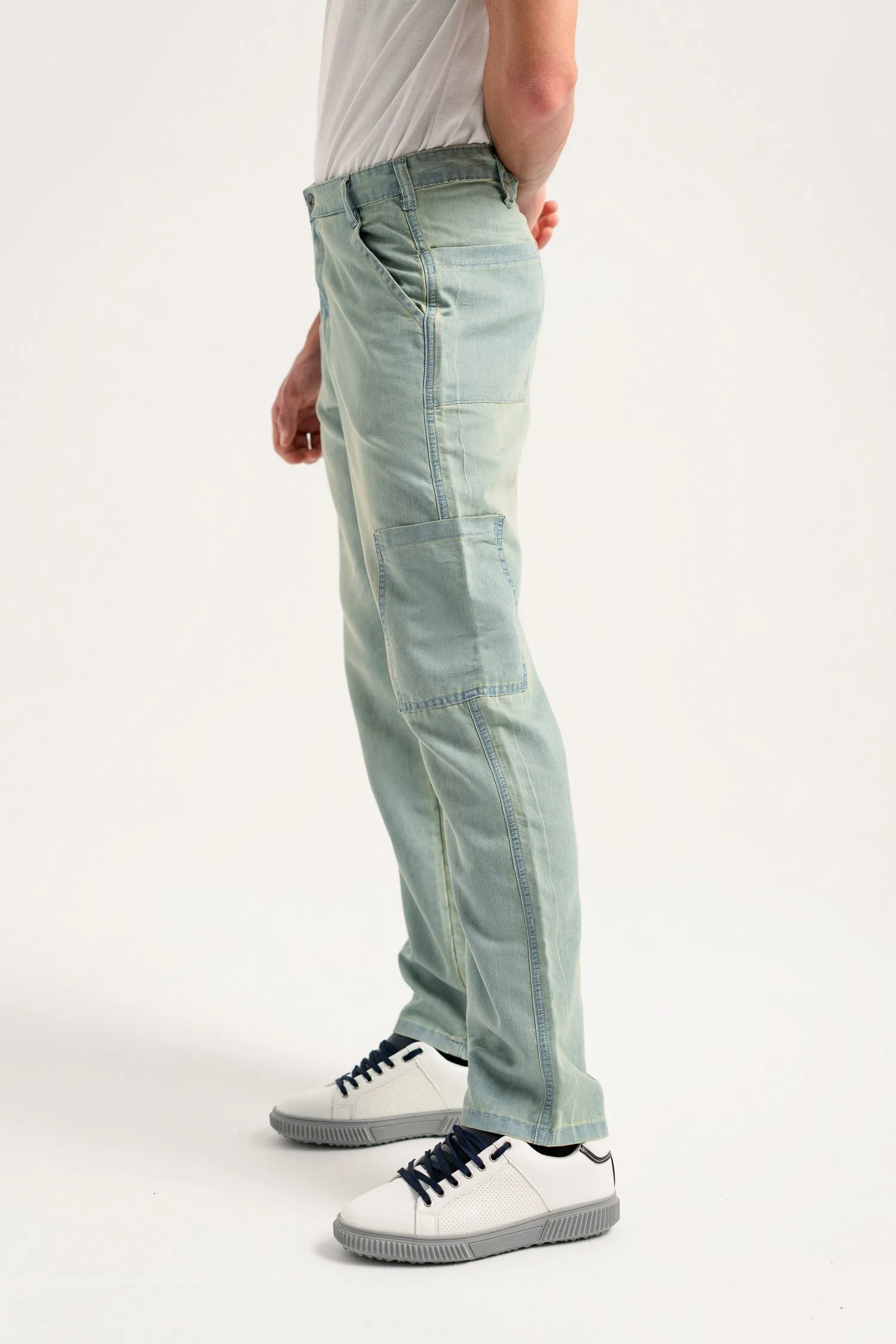 Mid Blue Regular Fit Trousers