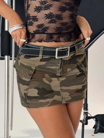 Mini Cargo Denim Skirt with Pockets
