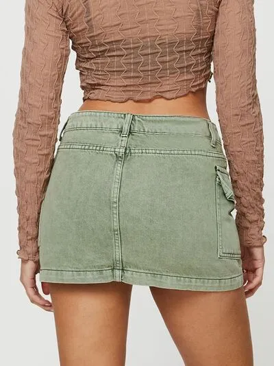 Mini Cargo Denim Skirt with Pockets