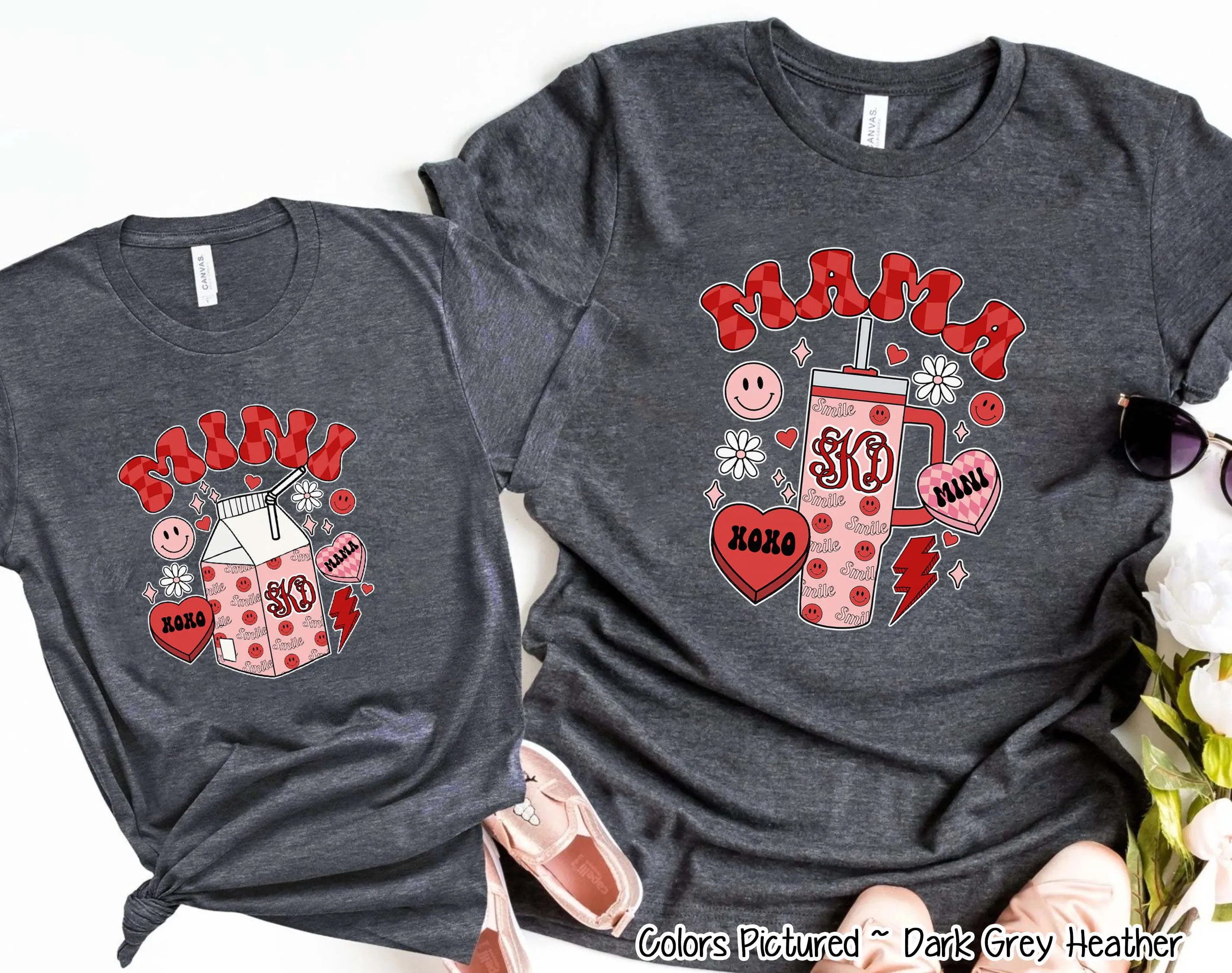 Monogram Mama and Me Drinks Valentine Tee or Sweatshirt