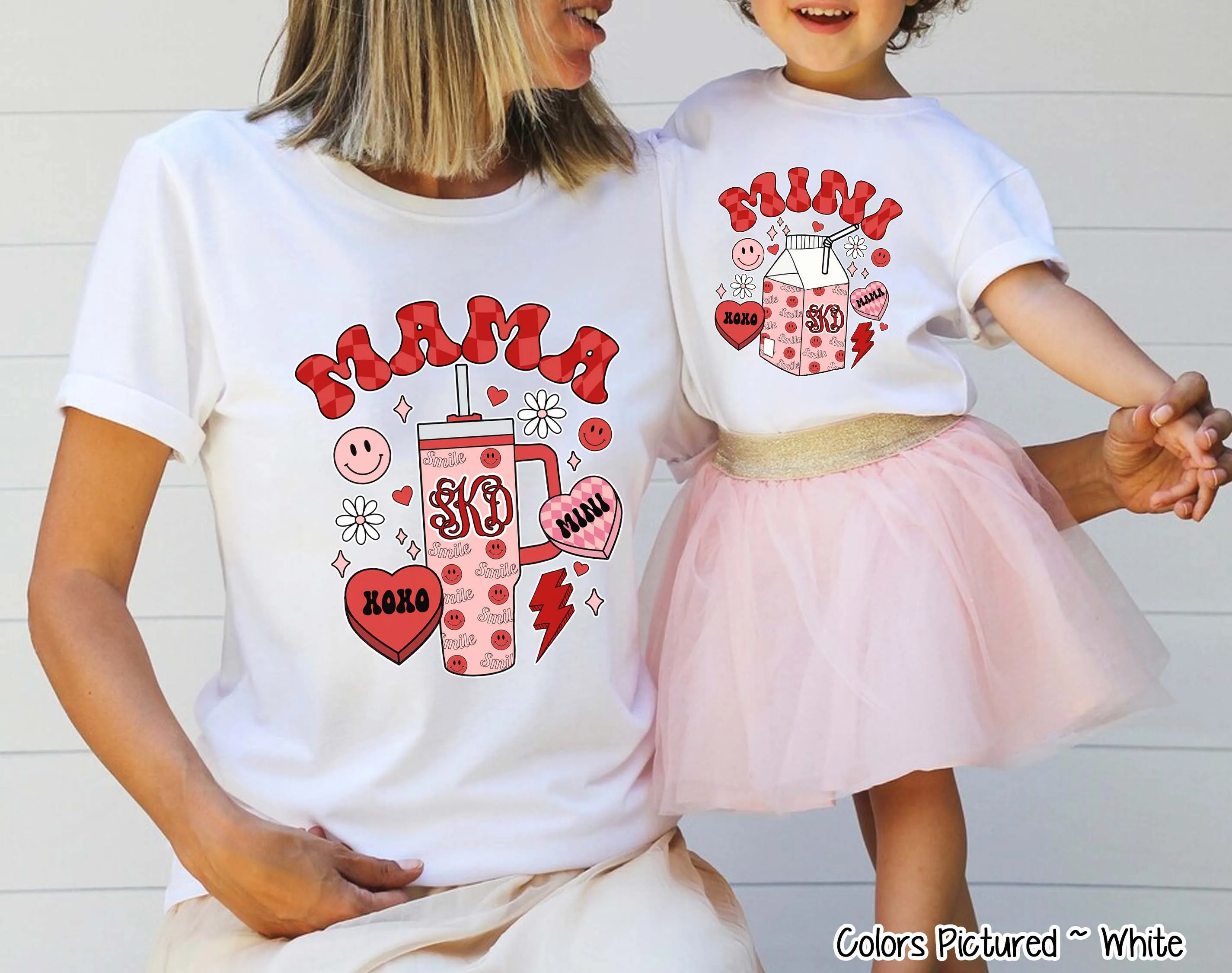 Monogram Mama and Me Drinks Valentine Tee or Sweatshirt