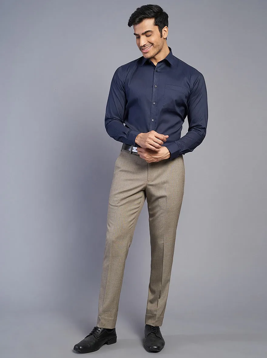 Navy Blue Solid Slim Fit Formal Shirt | JadeBlue