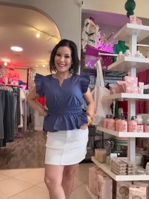 Nova White Denim Skirt