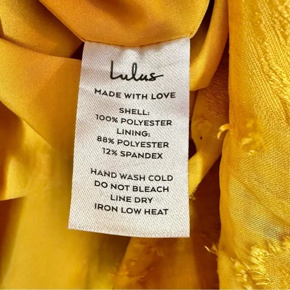 NWT Lulu’s Charm and Charisma Mustard Yellow Burnout Floral Midi Dress