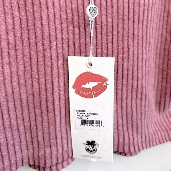 NWT Wildfox Kylie Ribbed Brushed Knit Sweater Tank Top Ruby Size Medium