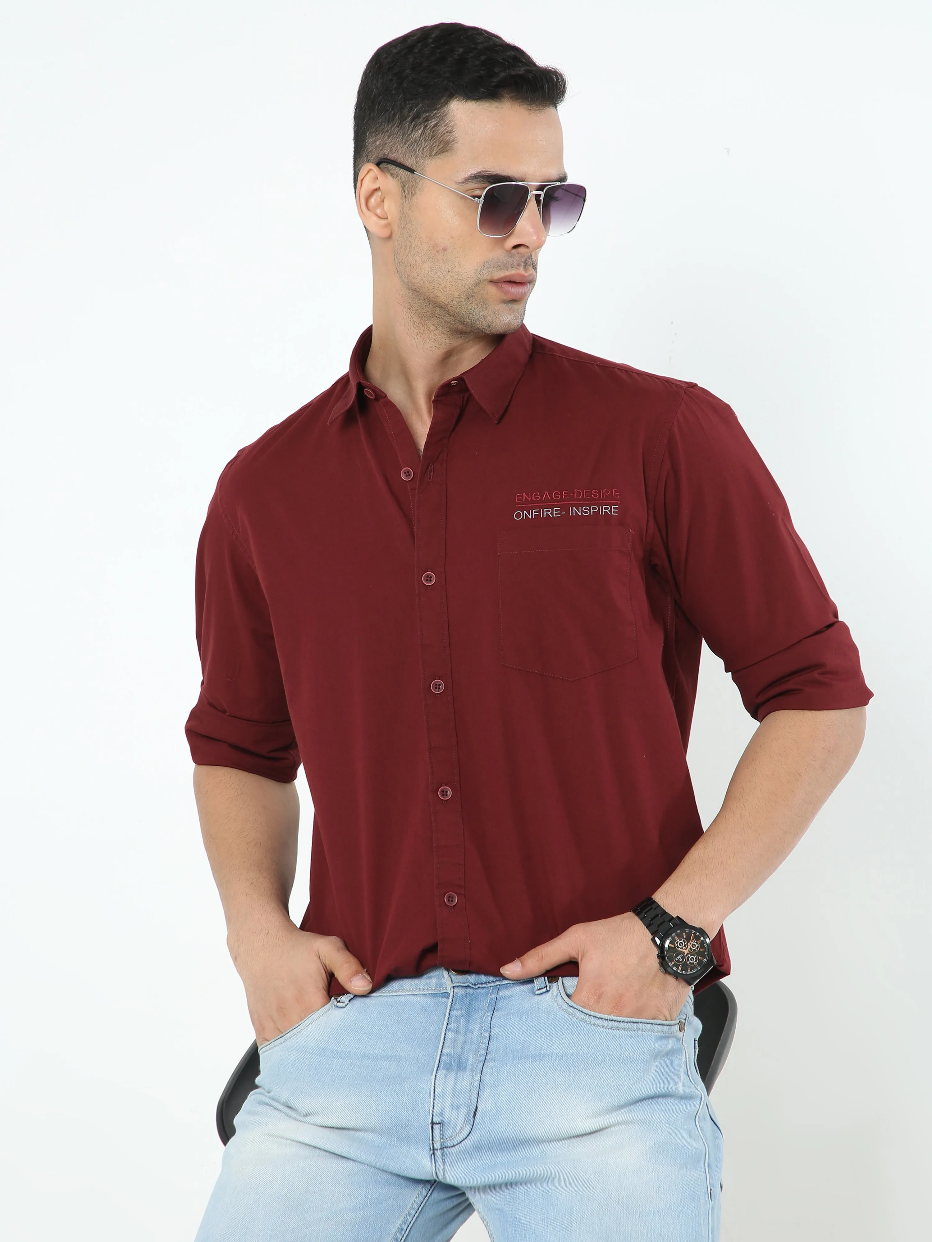 Onfire Solid Maroon Shirt - A2247A