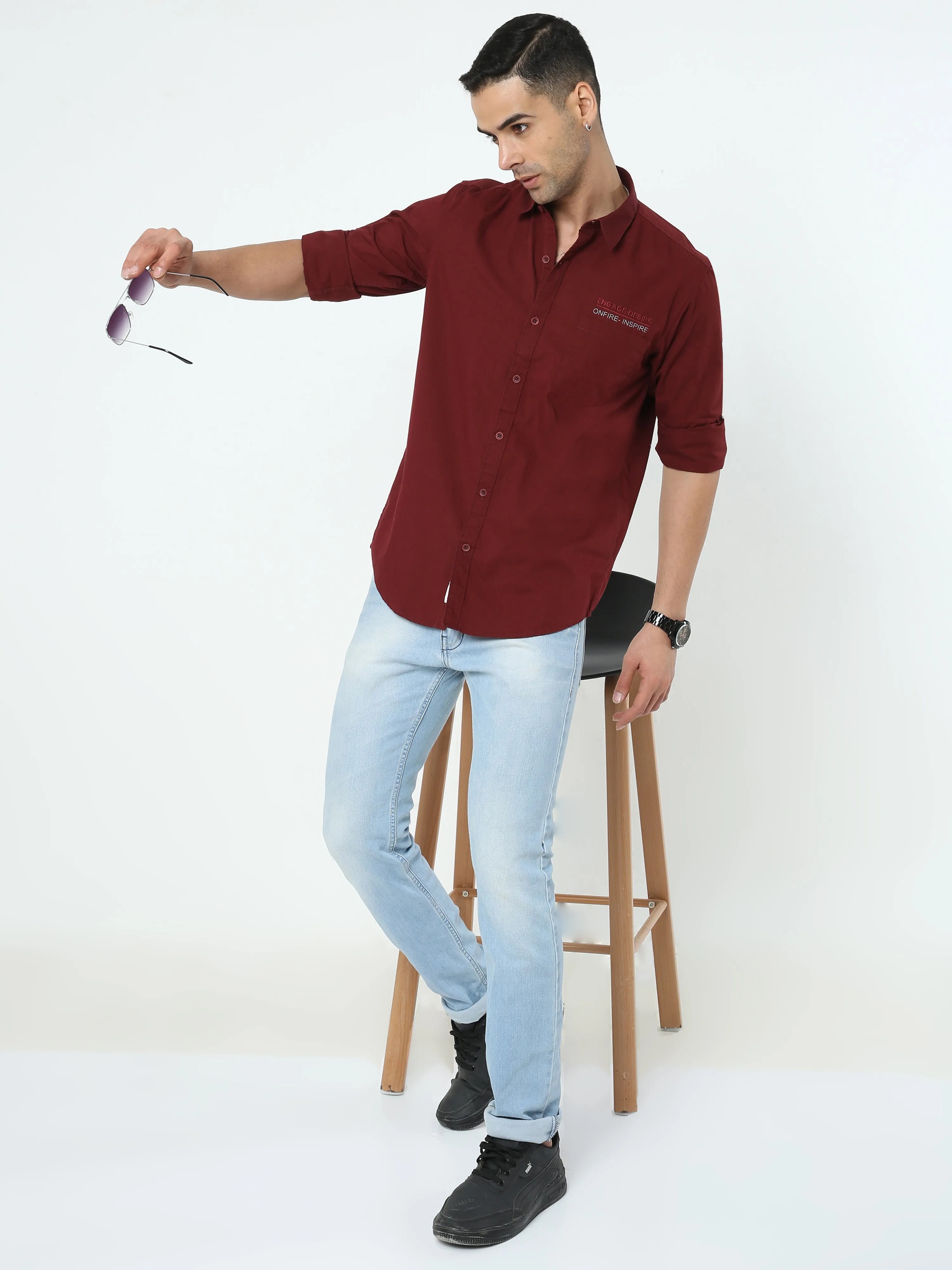 Onfire Solid Maroon Shirt - A2247A