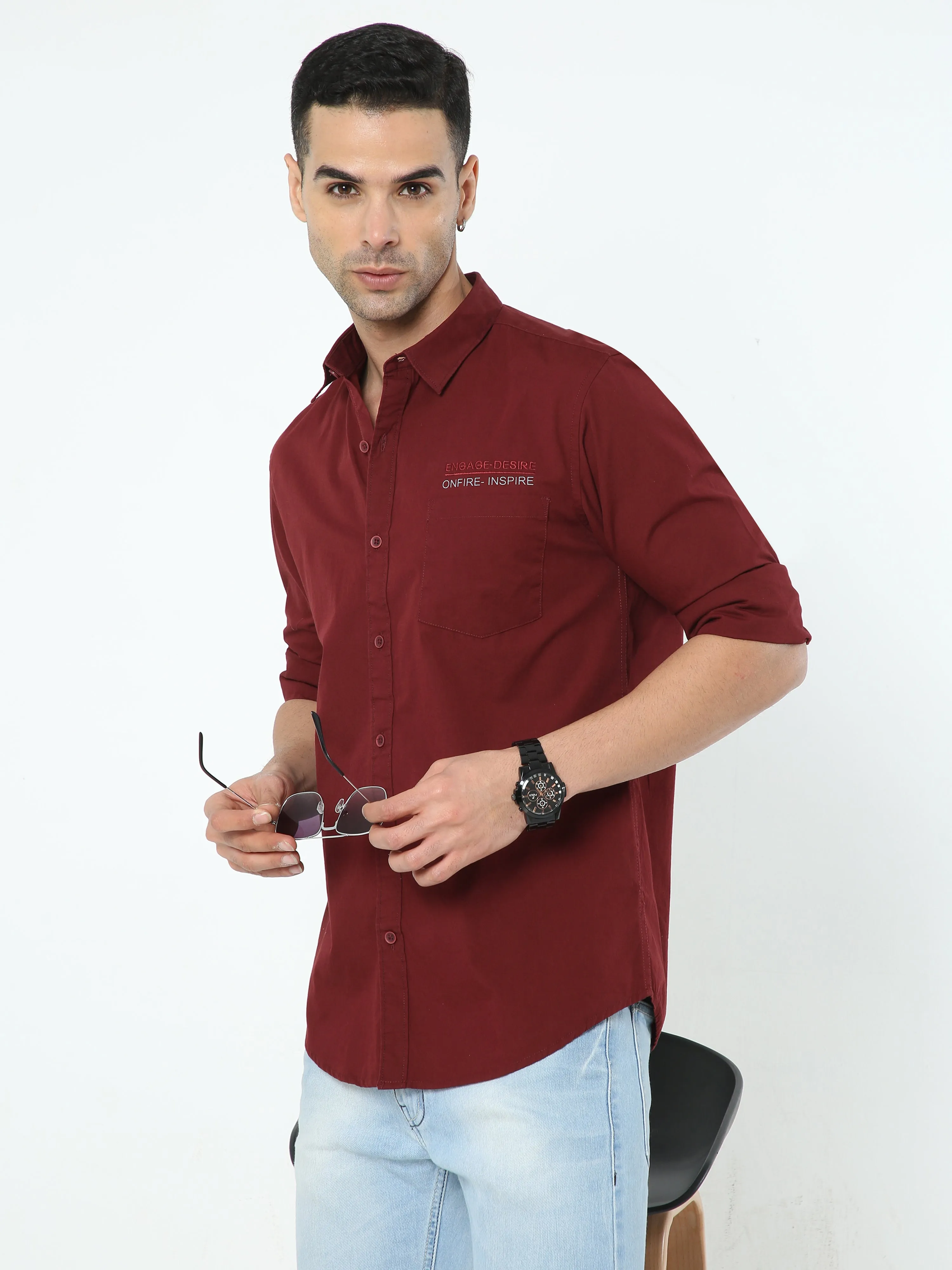 Onfire Solid Maroon Shirt - A2247A