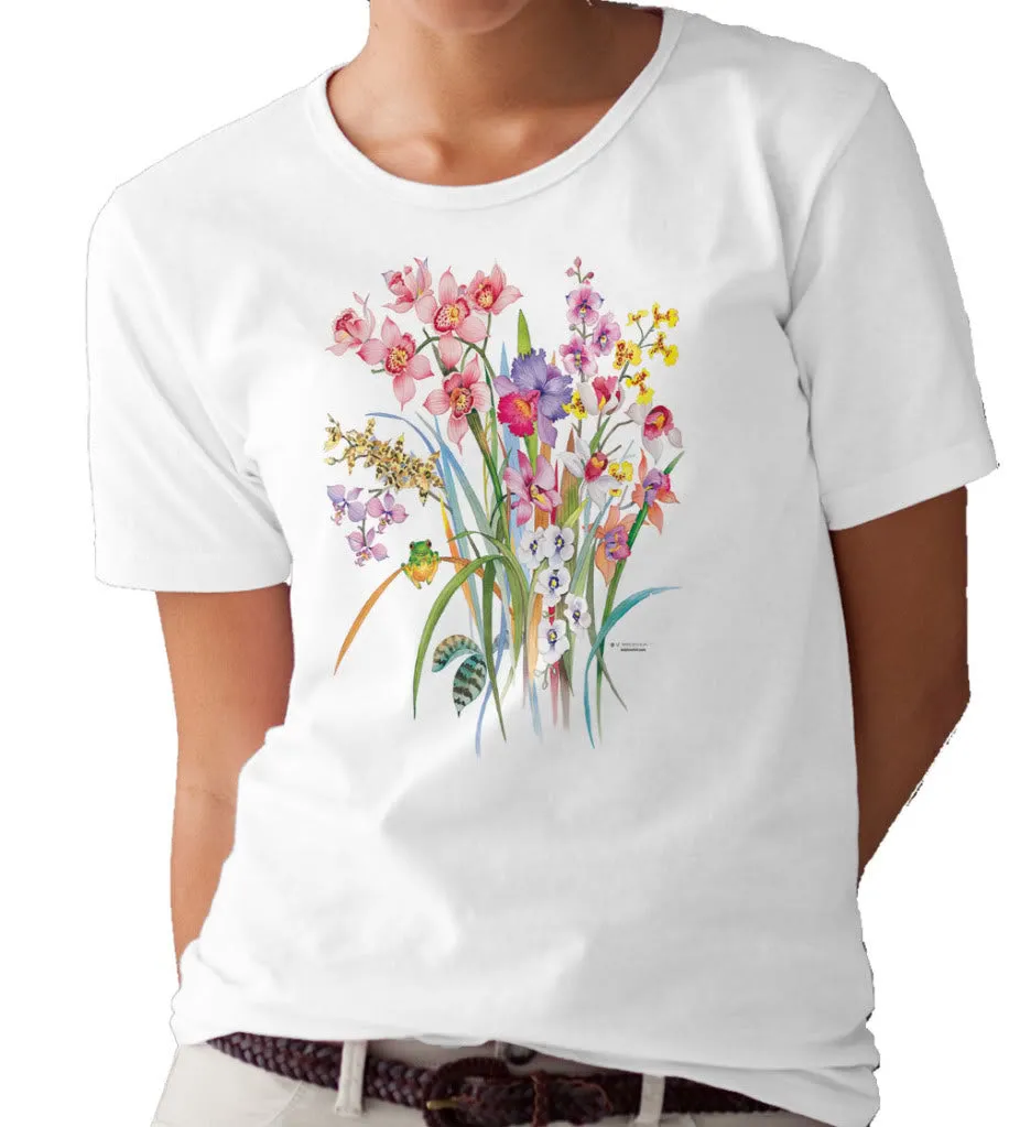 Orchids and Frog T-shirt/tee by Valerie Pfeiffer
