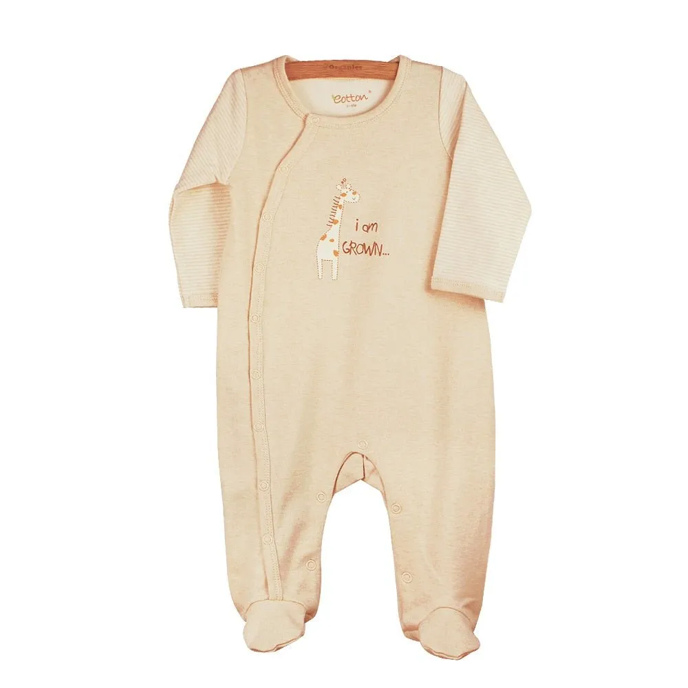 Organic Cotton Footie Romper | Side Snaps with Printing Jungle Animals