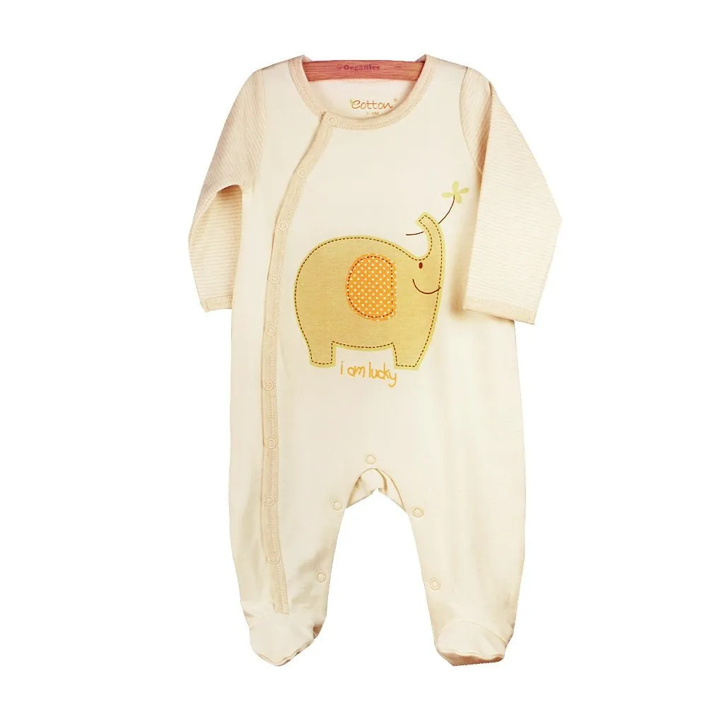Organic Cotton Footie Romper | Side Snaps with Printing Jungle Animals