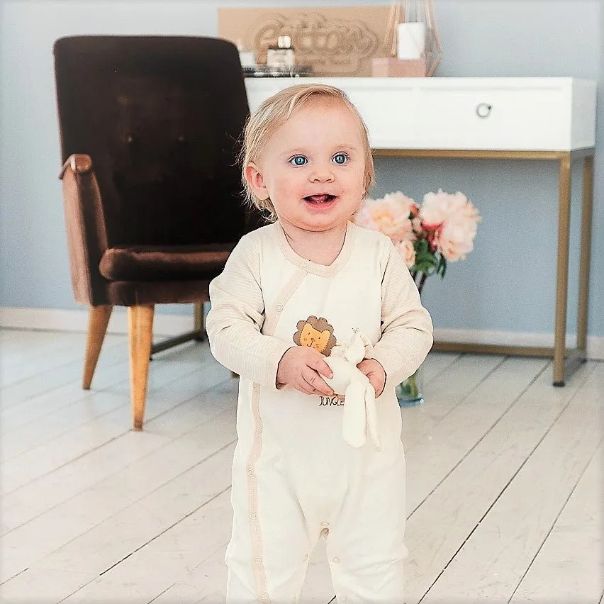 Organic Cotton Footie Romper | Side Snaps with Printing Jungle Animals