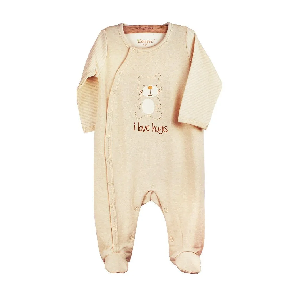 Organic Cotton Footie Romper | Side Snaps with Printing Jungle Animals