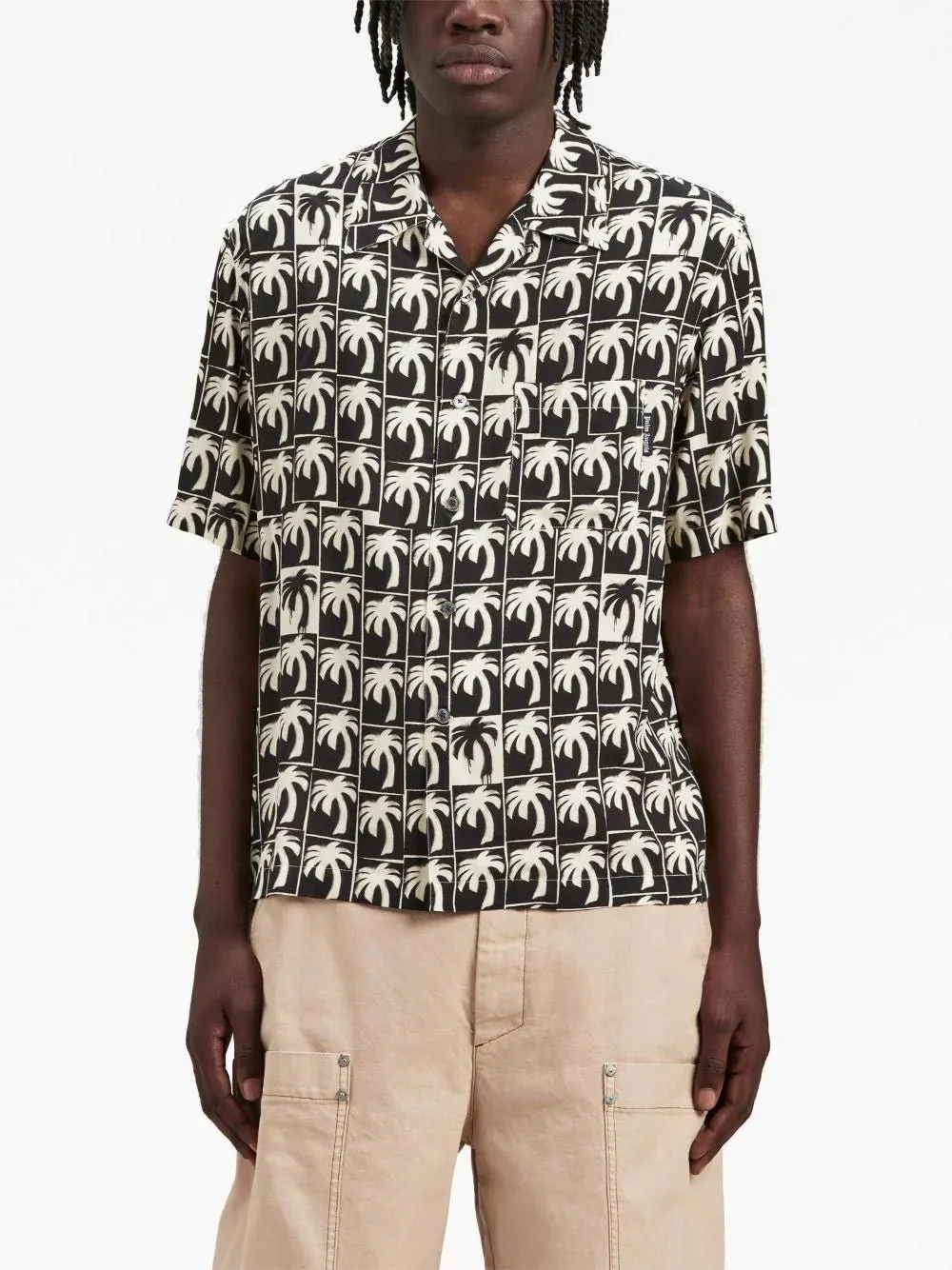 Palm-Tree Print Bowling Shirt