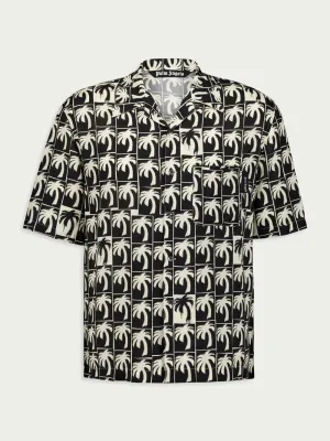 Palm-Tree Print Bowling Shirt