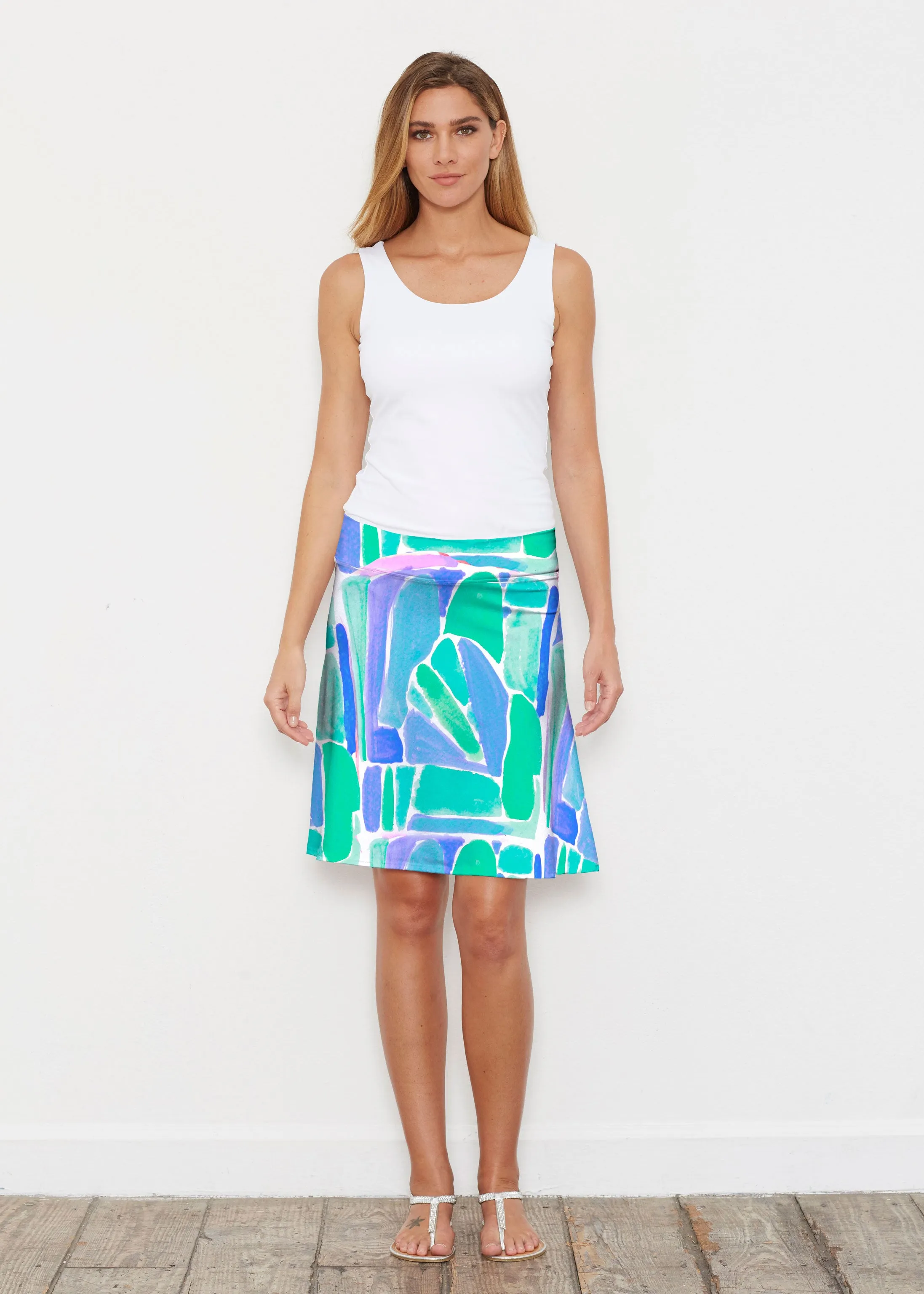 Pebble Walk Blue (17260) ~ Silky Brenda Skirt 21 inch