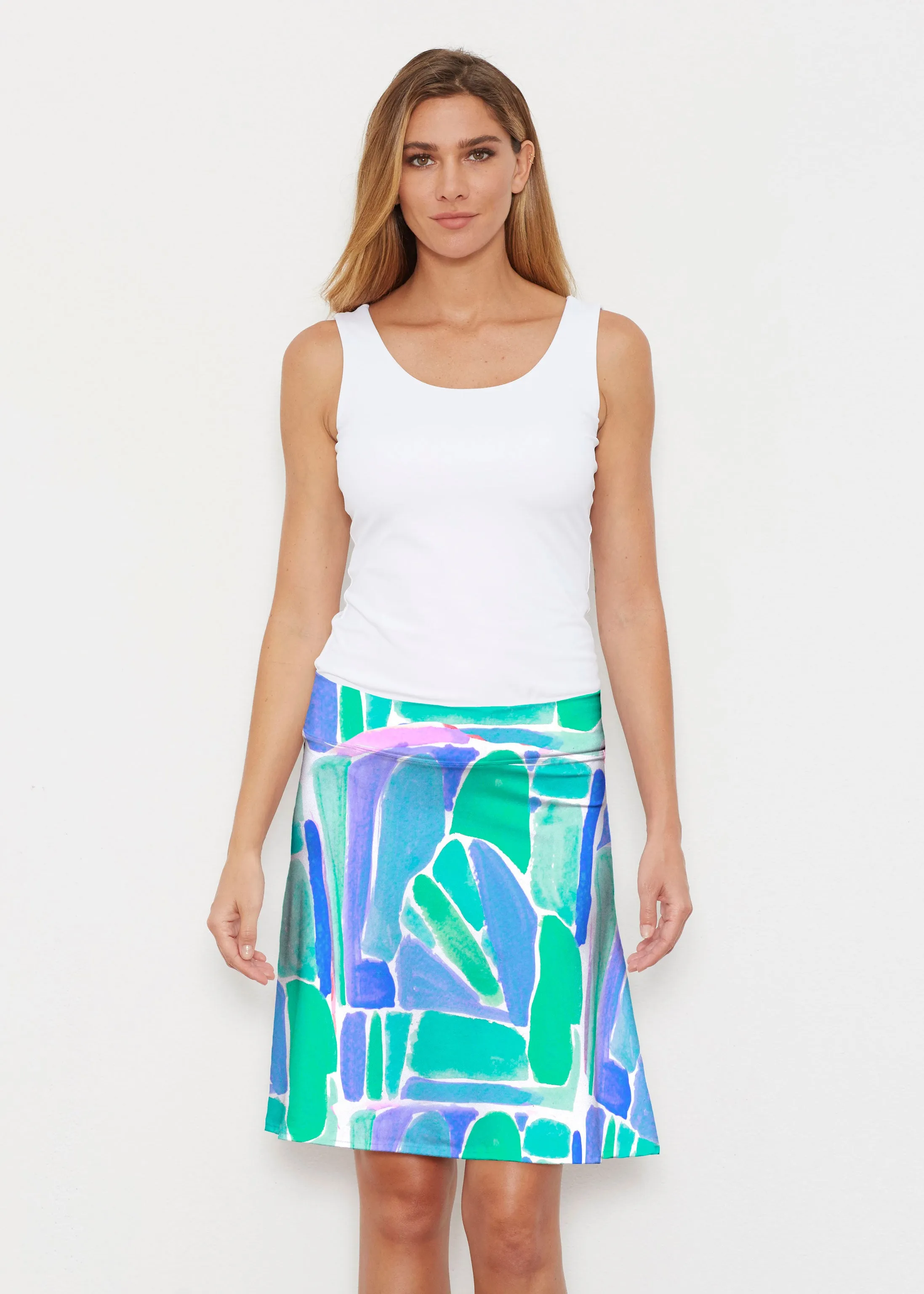 Pebble Walk Blue (17260) ~ Silky Brenda Skirt 21 inch