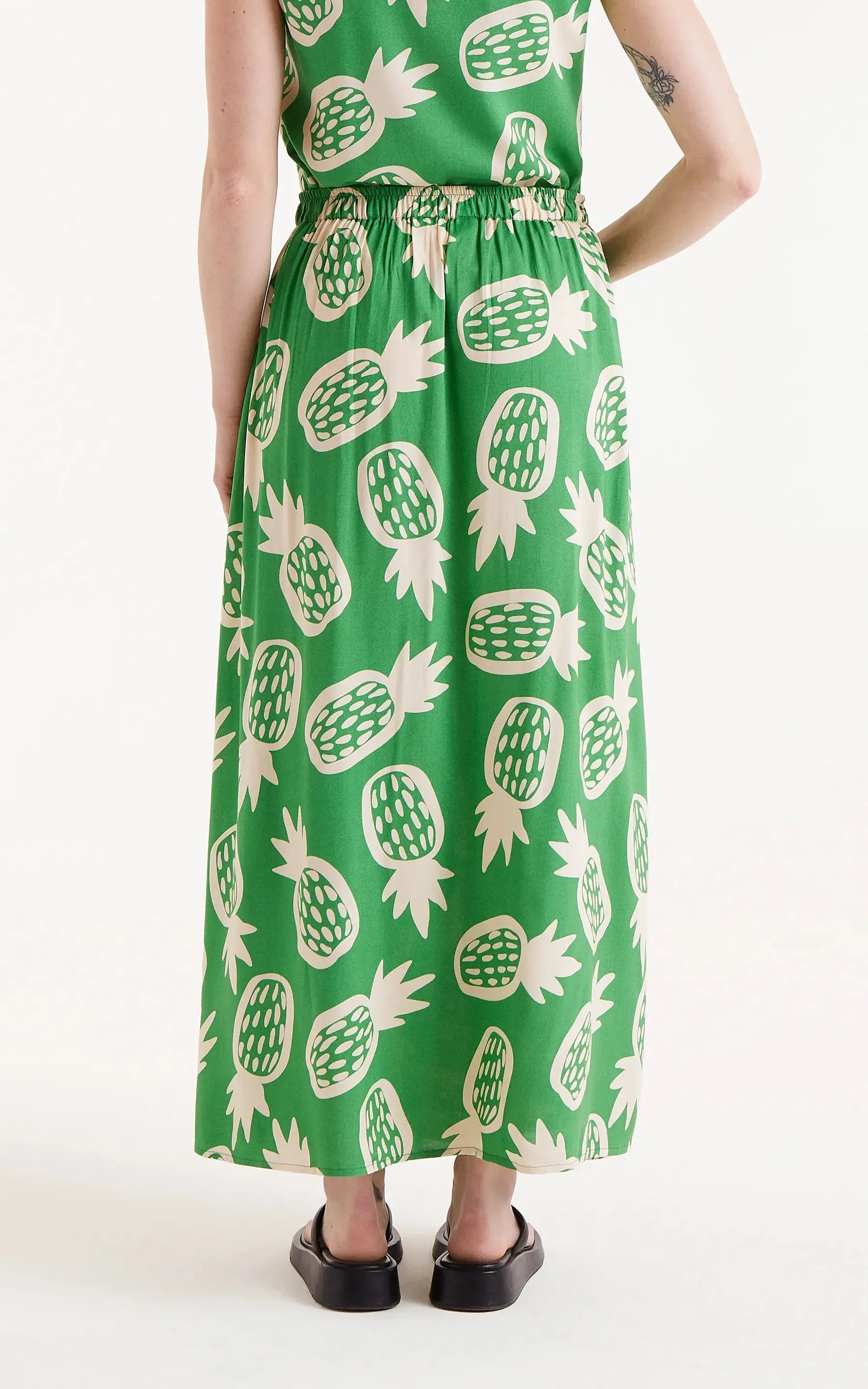 Pineapple Print Midi Skirt