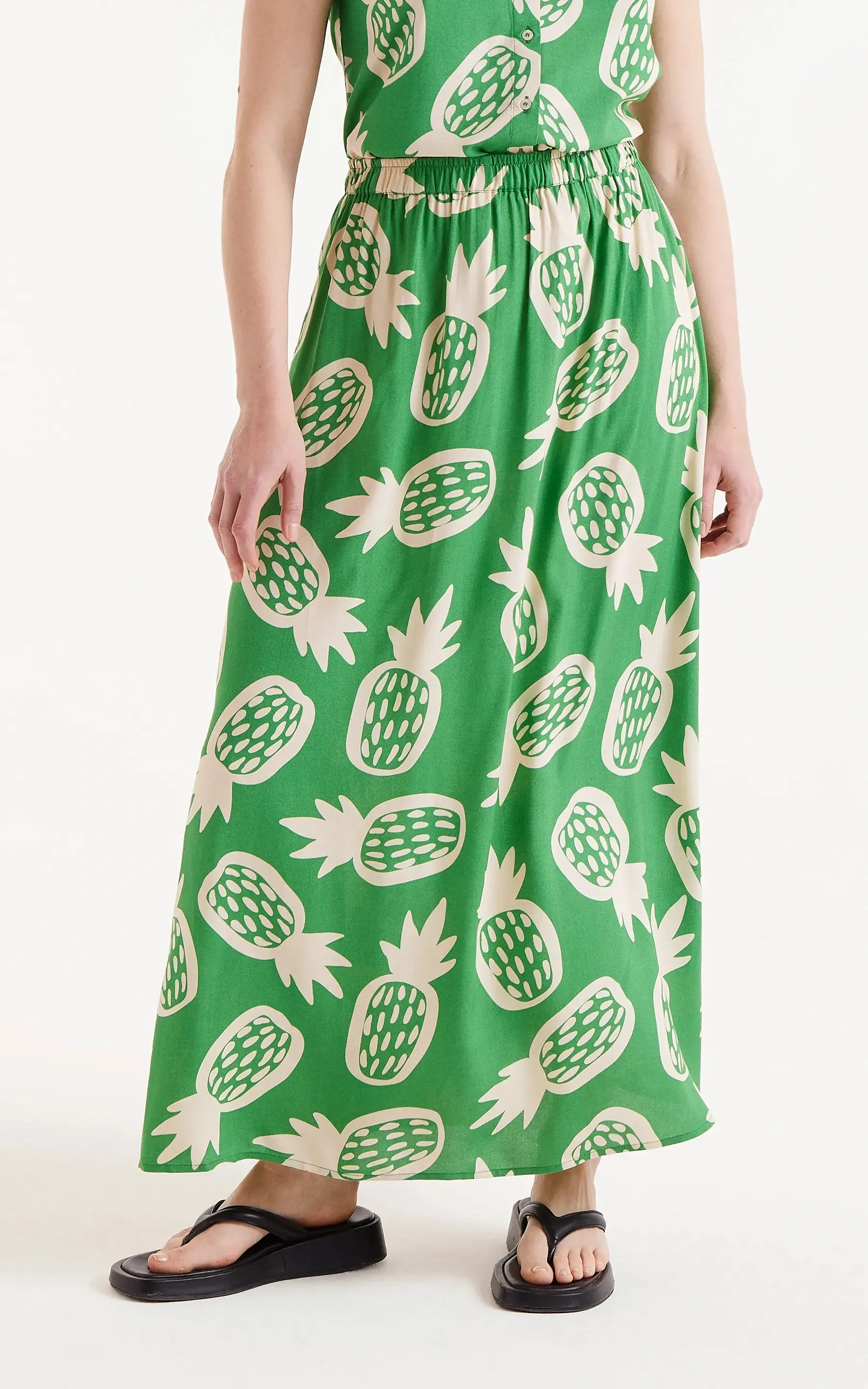 Pineapple Print Midi Skirt