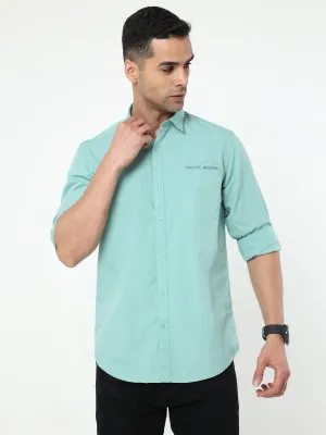 Pista Green Plain Solid Shirts