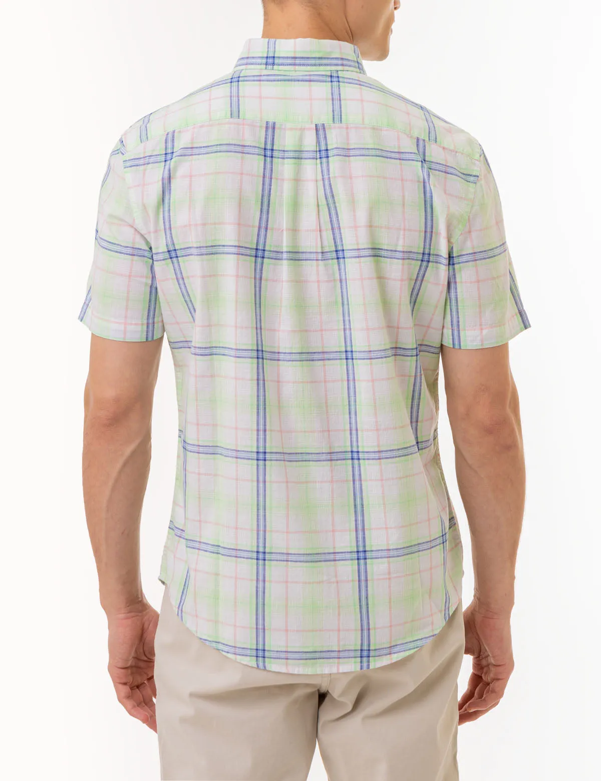 PLAID POPLIN WOVEN SHORT SLEEVE SHIRT