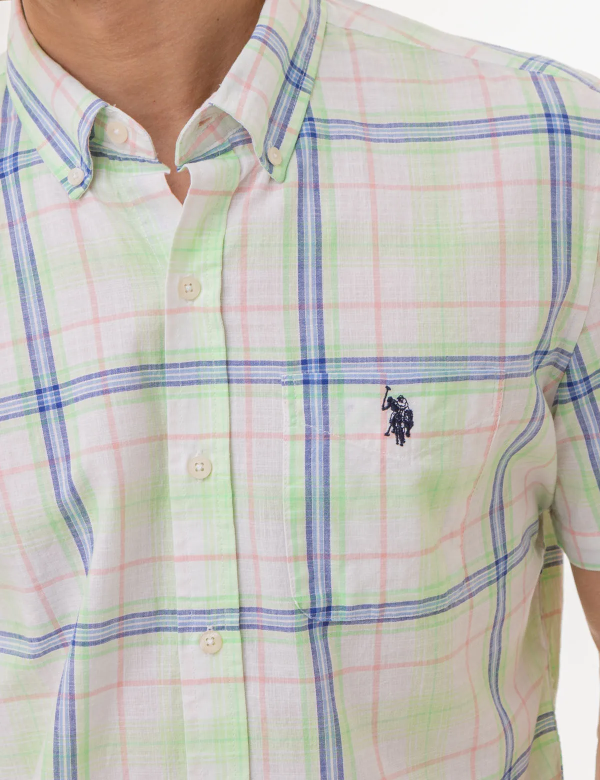 PLAID POPLIN WOVEN SHORT SLEEVE SHIRT