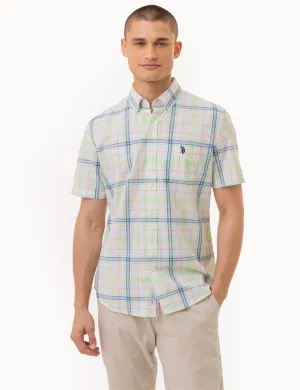 PLAID POPLIN WOVEN SHORT SLEEVE SHIRT