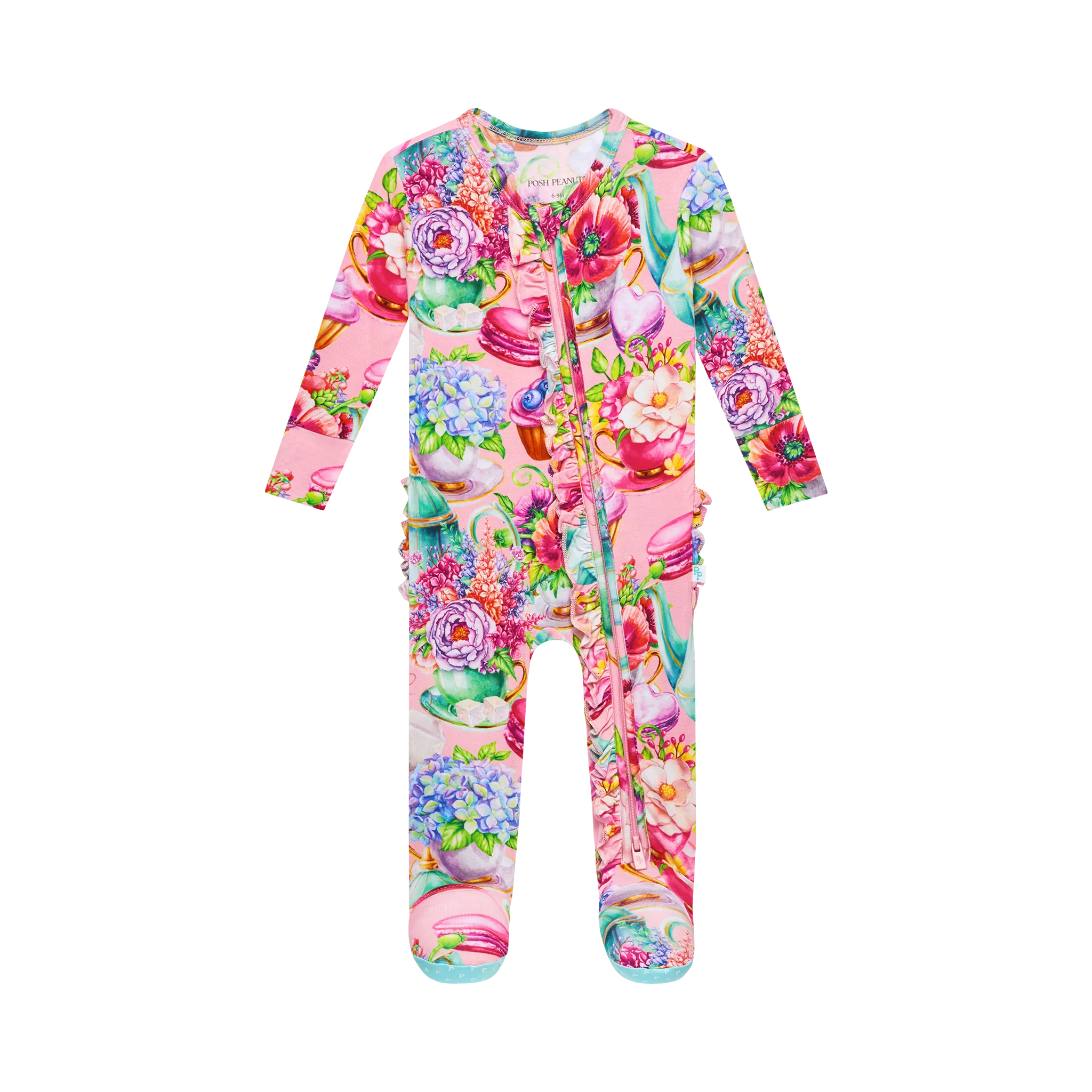 Posh Peanut Elizabeth Ruffled Zippered Footie